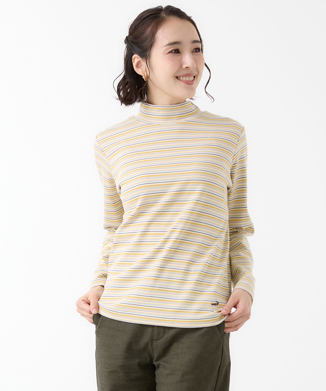 マルチボーダー ハイネック カットソー