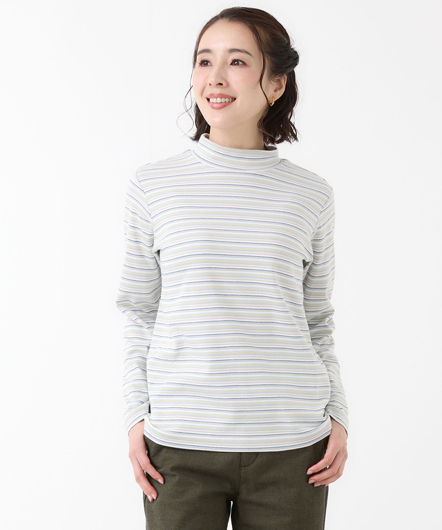 マルチボーダー ハイネック カットソー