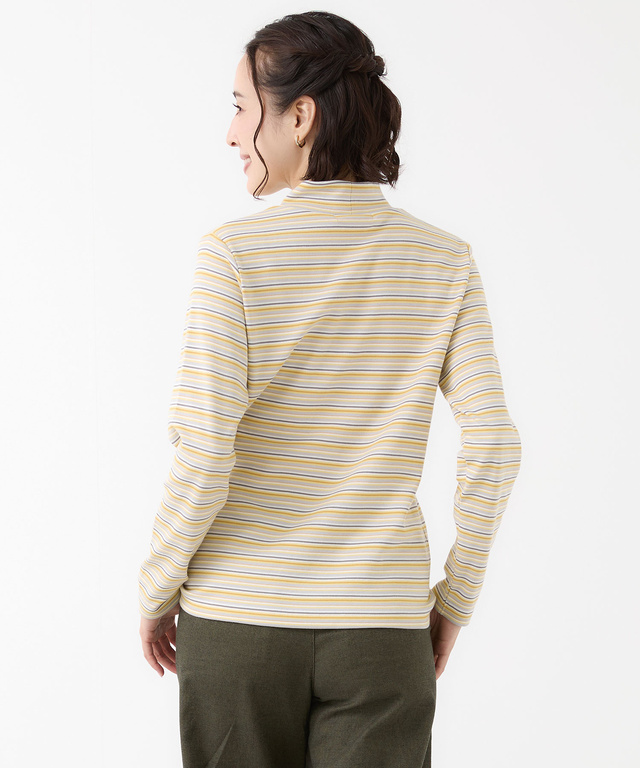 マルチボーダー ハイネック カットソー