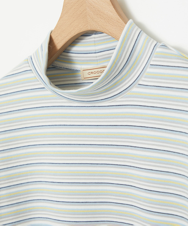 マルチボーダー ハイネック カットソー