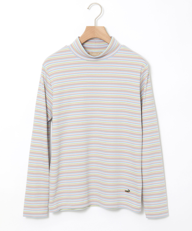 マルチボーダー ハイネック カットソー