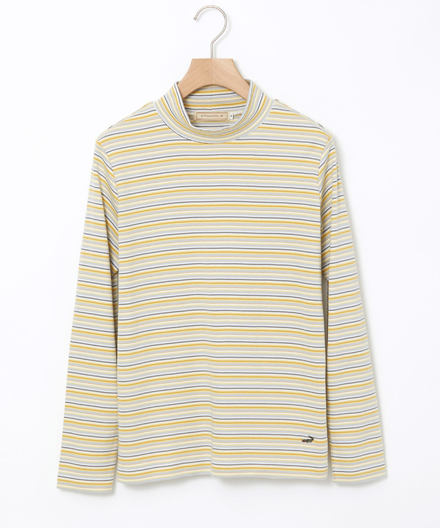 マルチボーダー ハイネック カットソー