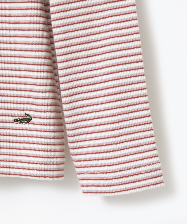 リブボーダー ハイネック カットソー