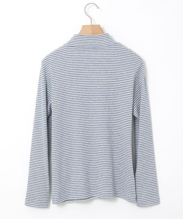 リブボーダー ハイネック カットソー