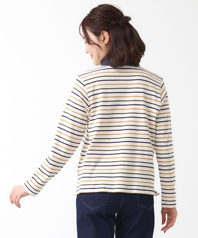 ボーダー 長袖 ポロシャツ