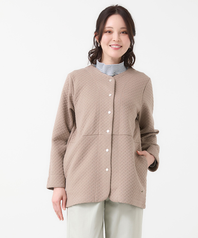 格子柄 ジャカード カーディガン