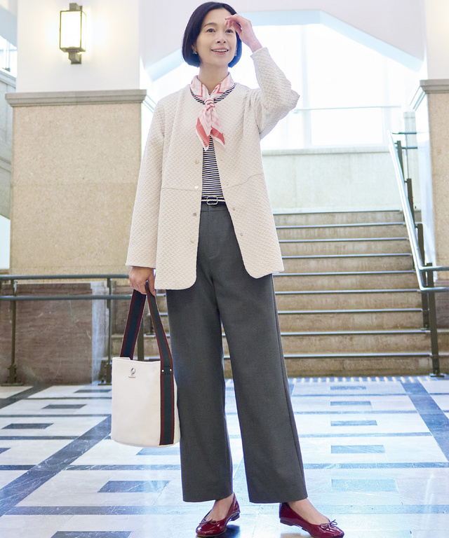 格子柄 ジャカード カーディガン