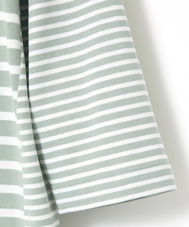 ボーダー 切り替え 七分袖Tシャツ