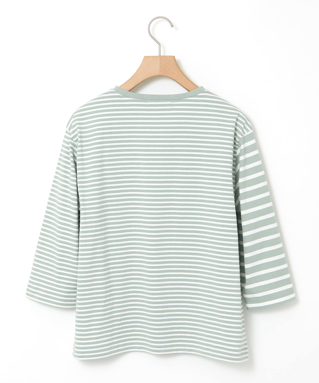 ボーダー 切り替え 七分袖Tシャツ