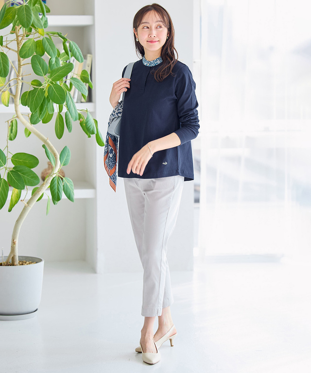 小花柄 フリル襟 プルオーバー