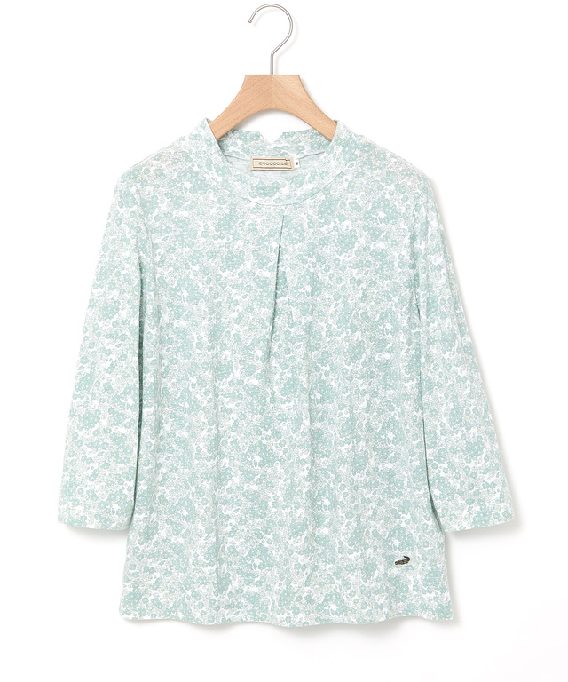 花柄プリント ハイネック プルオーバー