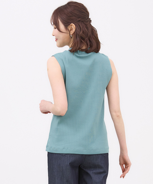 リブ ハイネック タンクトップ
