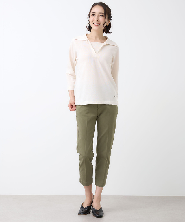 リップルボーダー 七分袖 Tシャツ