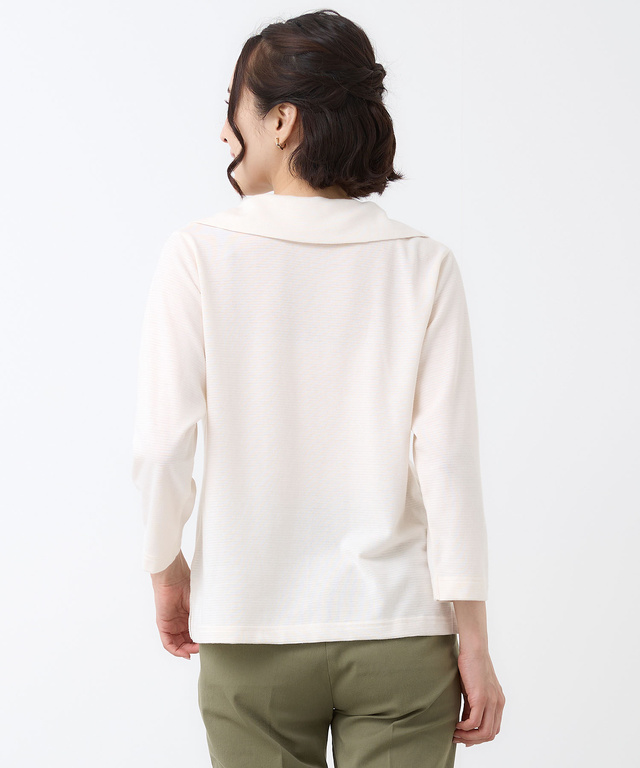 リップルボーダー 七分袖 Tシャツ