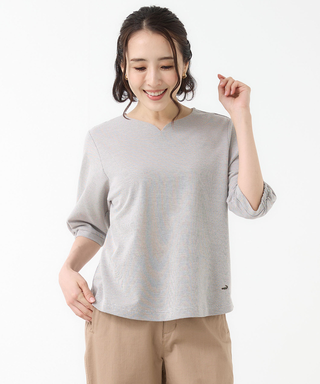 ピンボーダー パフスリーブ カットソー