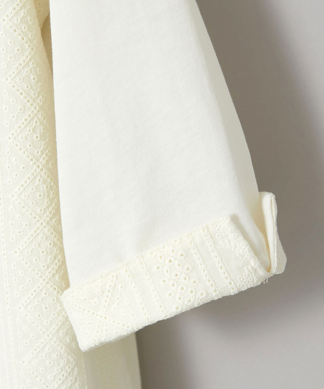 刺繍切り替え 七分袖 カットソー