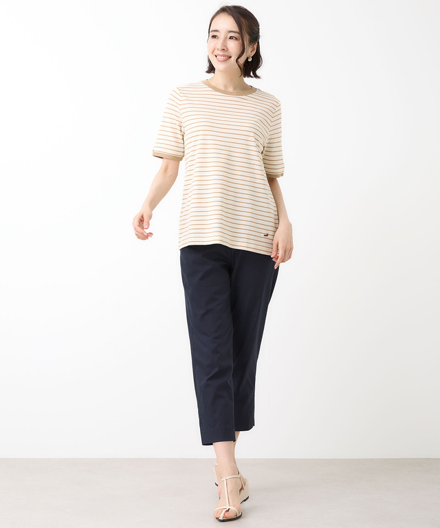 スノーコットン 鹿の子ボーダー Tシャツ【接触冷感】