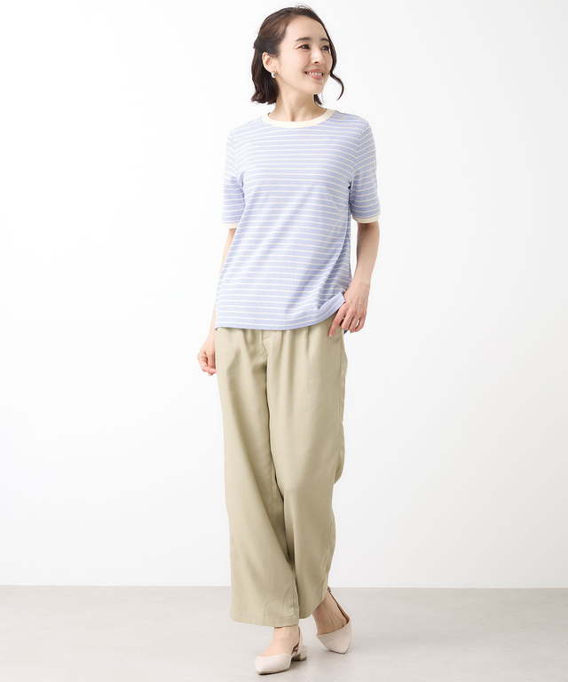 スノーコットン 鹿の子ボーダー Tシャツ【接触冷感】