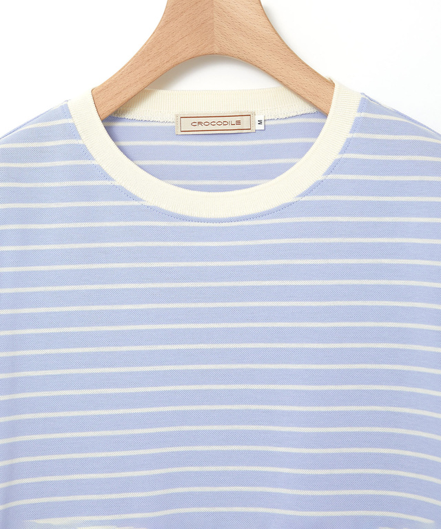 スノーコットン 鹿の子ボーダー Tシャツ【接触冷感】