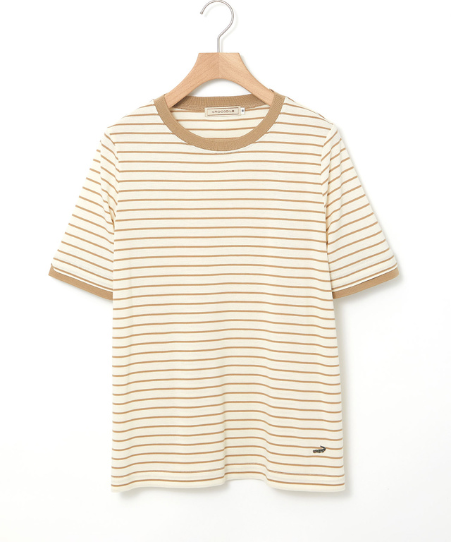 スノーコットン 鹿の子ボーダー Tシャツ【接触冷感】