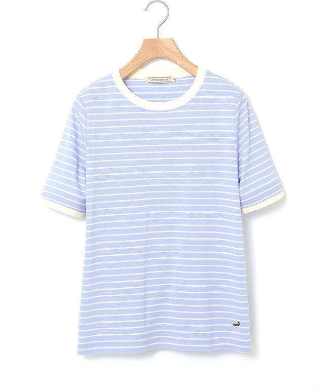 スノーコットン 鹿の子ボーダー Tシャツ【接触冷感】