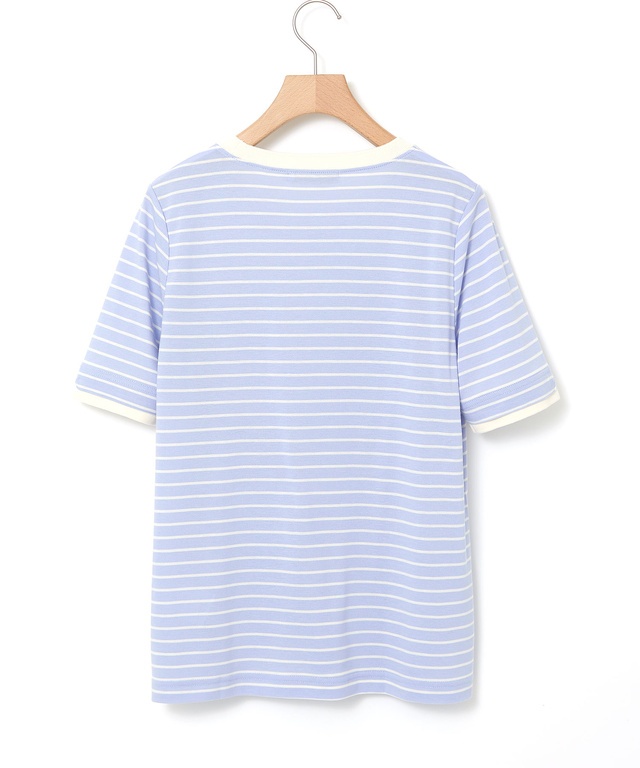 スノーコットン 鹿の子ボーダー Tシャツ【接触冷感】