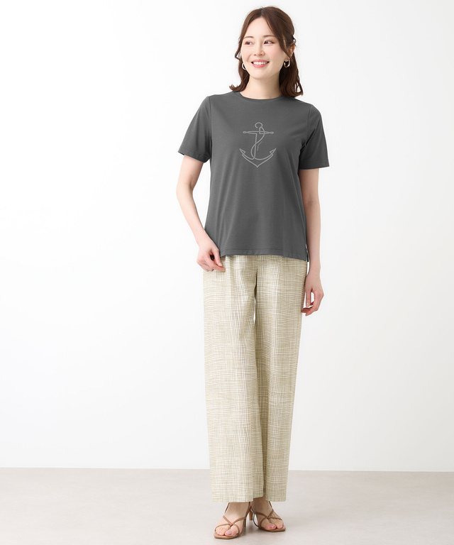 プレーティング天竺 アンカー柄 Tシャツ【UVカット】