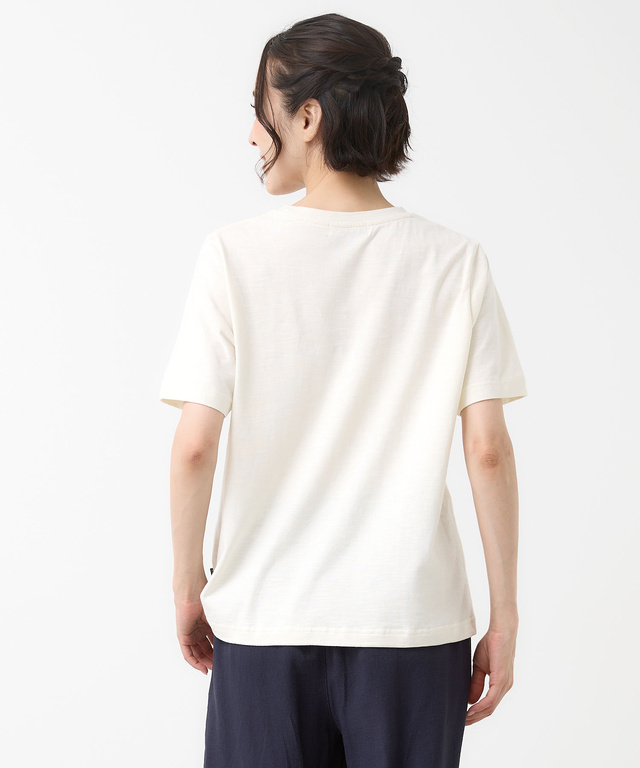 裾刺繍 スラブ天竺 Tシャツ