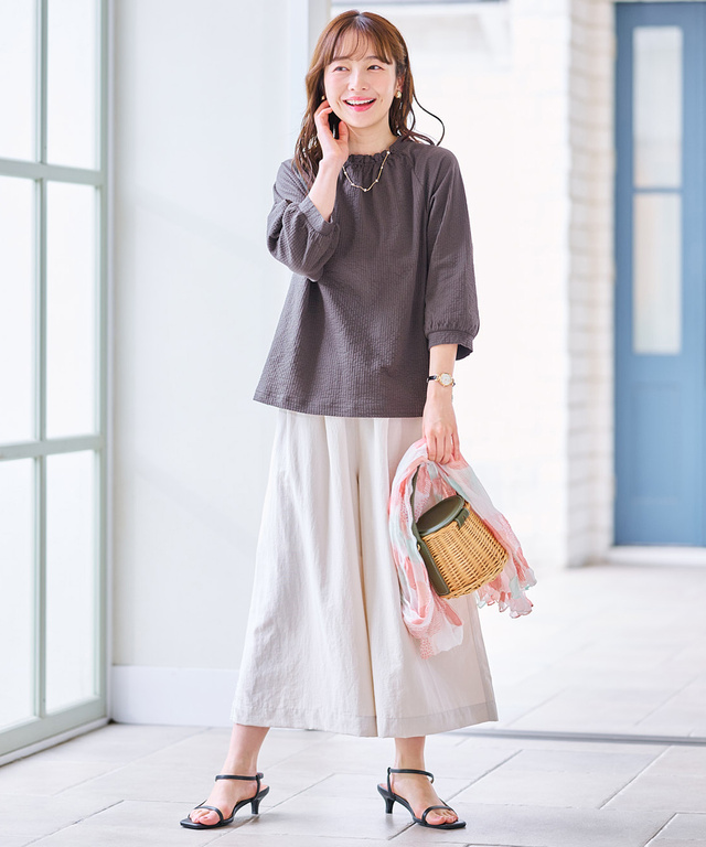ストライプ ジャカード カットソー
