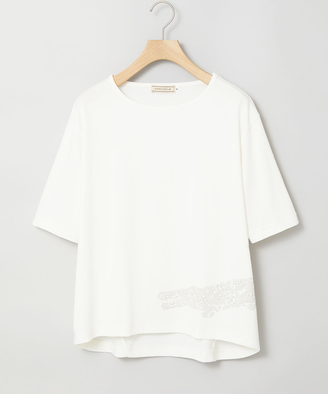 プレーティング天竺 ワニプリント Tシャツ【UVカット】