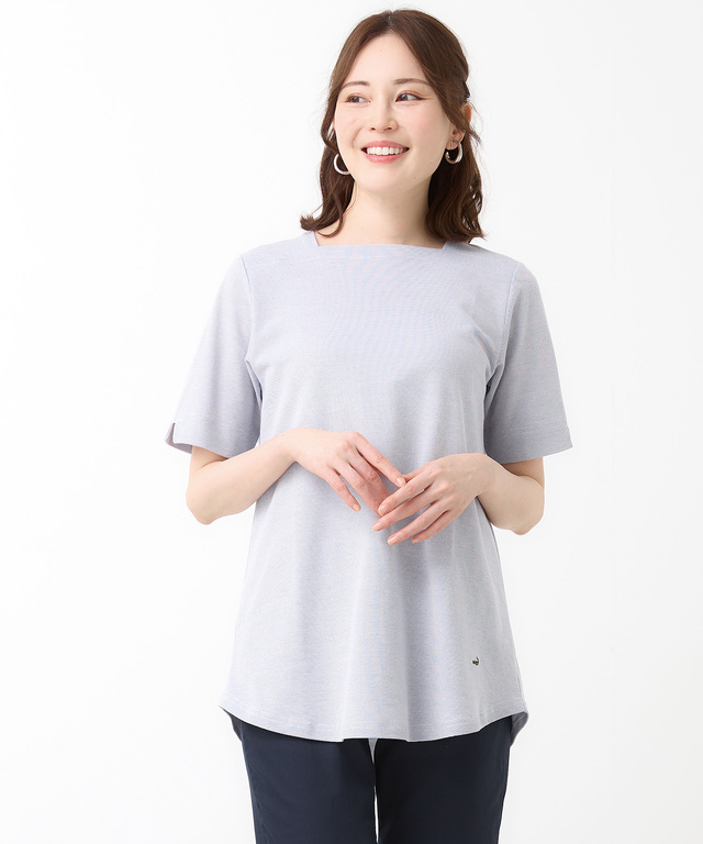 ピンボーダー カットソー チュニック【オンラインショップ・一部店舗限定】