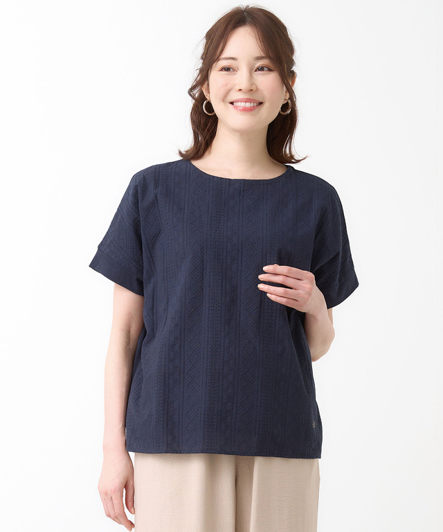 刺繍切り替え プルオーバー カットソー【オンラインショップ・一部店舗限定】