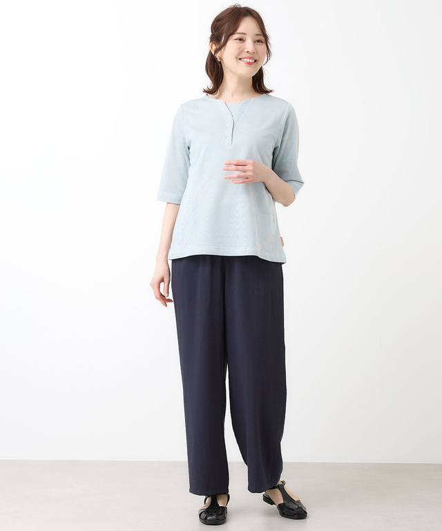 ストライプ ジャカード カットソー【UVカット】【オンラインショップ・一部店舗限定】