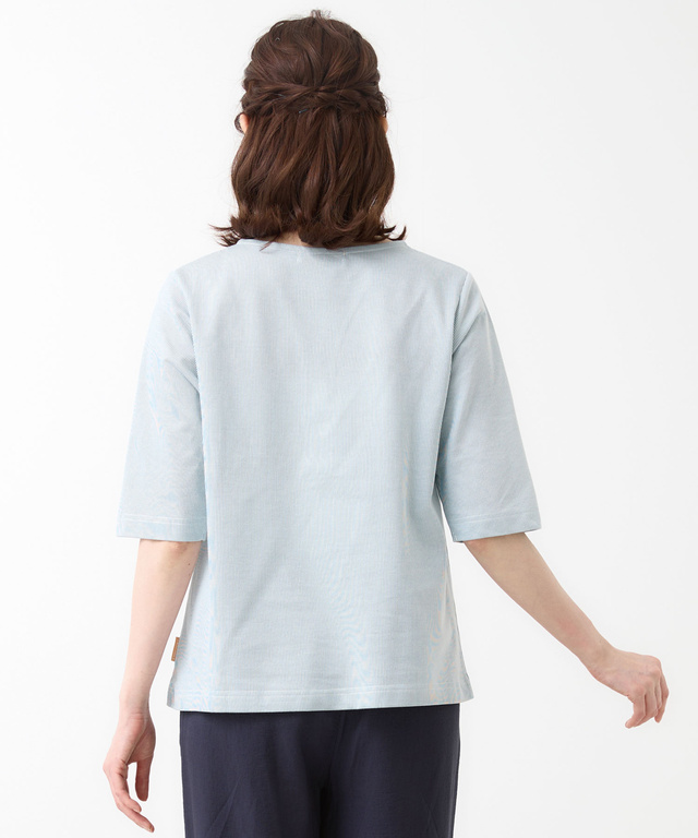 ストライプ ジャカード カットソー【UVカット】【オンラインショップ・一部店舗限定】