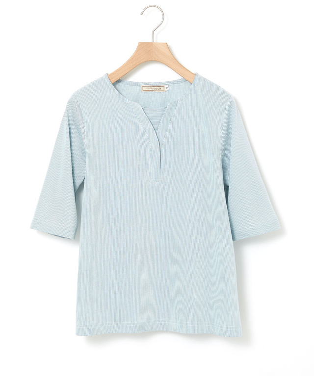 ストライプ ジャカード カットソー【UVカット】【オンラインショップ・一部店舗限定】