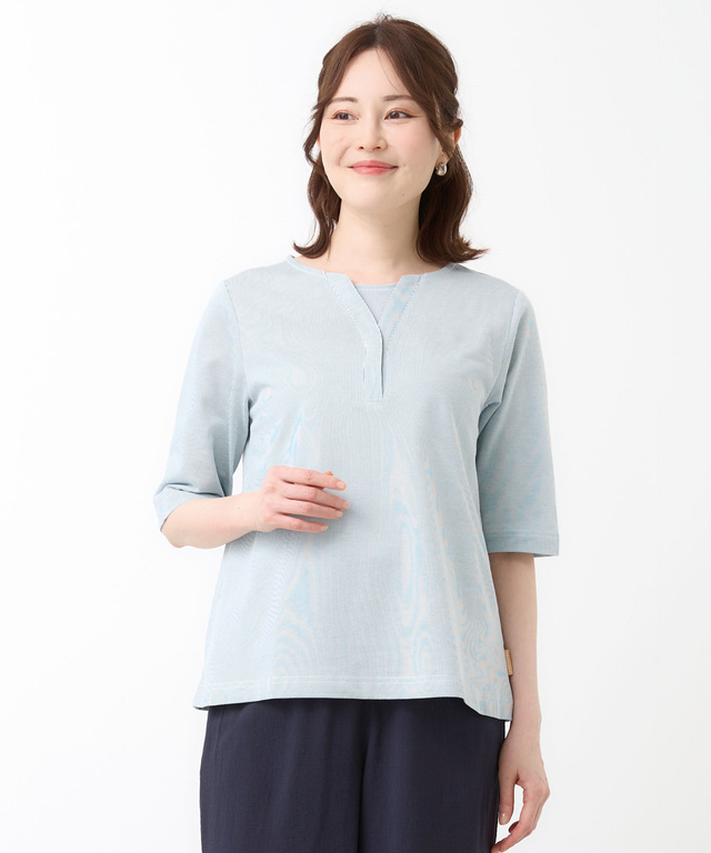 ストライプ ジャカード カットソー【UVカット】【オンラインショップ・一部店舗限定】