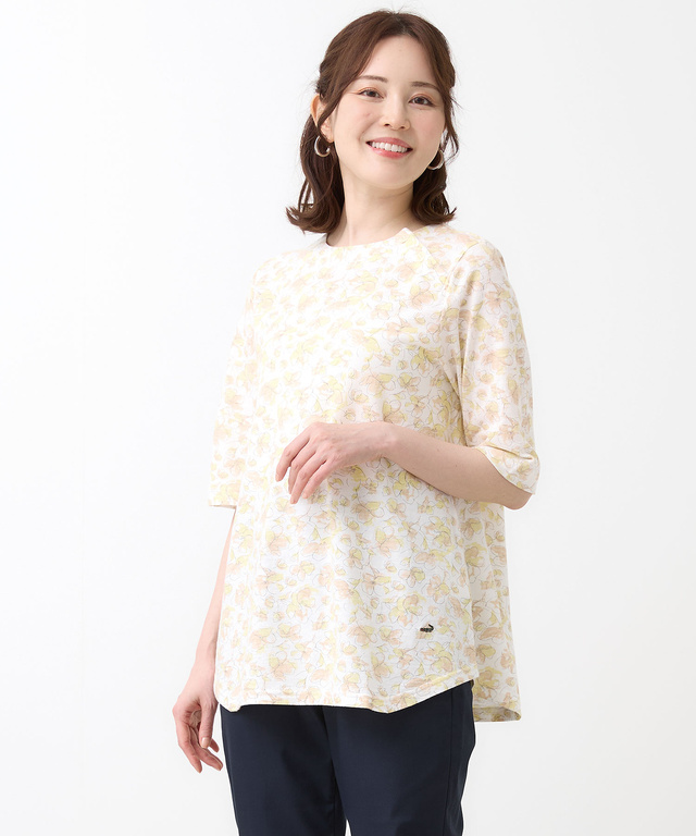 花柄 チュニック Tシャツ【UVカット】【オンラインショップ・一部店舗限定】