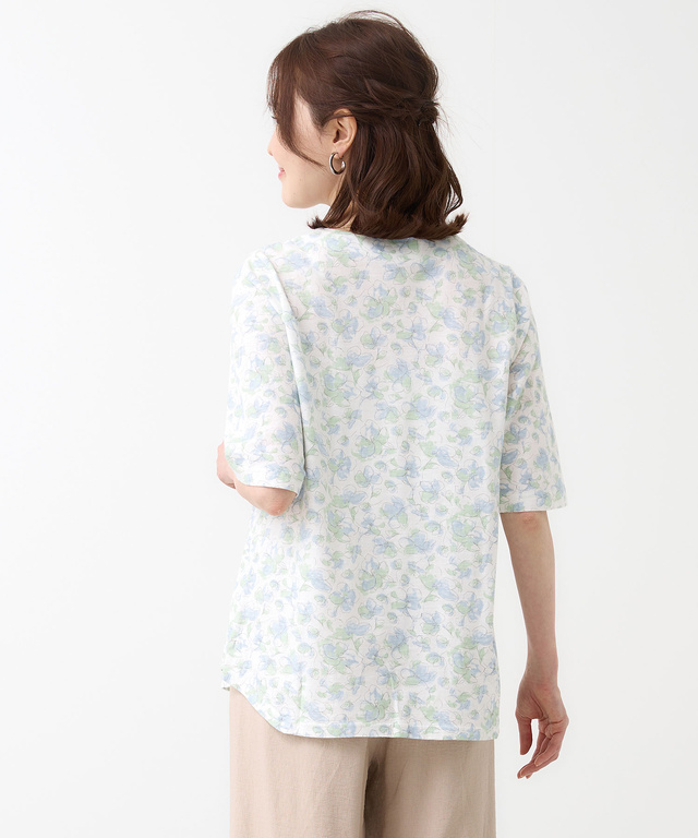 花柄 チュニック Tシャツ【UVカット】【オンラインショップ・一部店舗限定】