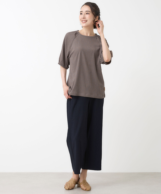 シャーリング ラグランスリーブ カットソー【UVカット】【オンラインショップ・一部店舗限定】