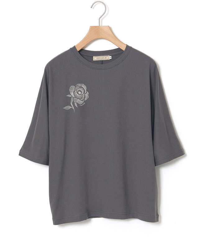 フラワープリント 天竺 Tシャツ