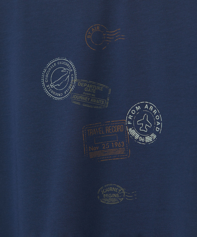 プレーティング天竺 スタンププリント Tシャツ