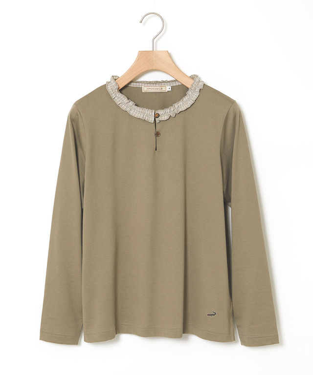 フリル襟 長袖 Tシャツ
