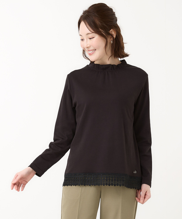 裾レース ハイネック プルオーバー【オンラインショップ・一部店舗限定】【手洗いOK】