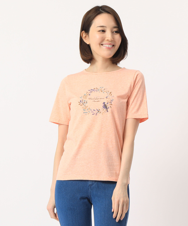クロコダイルレディス リーフプリントTシャツ