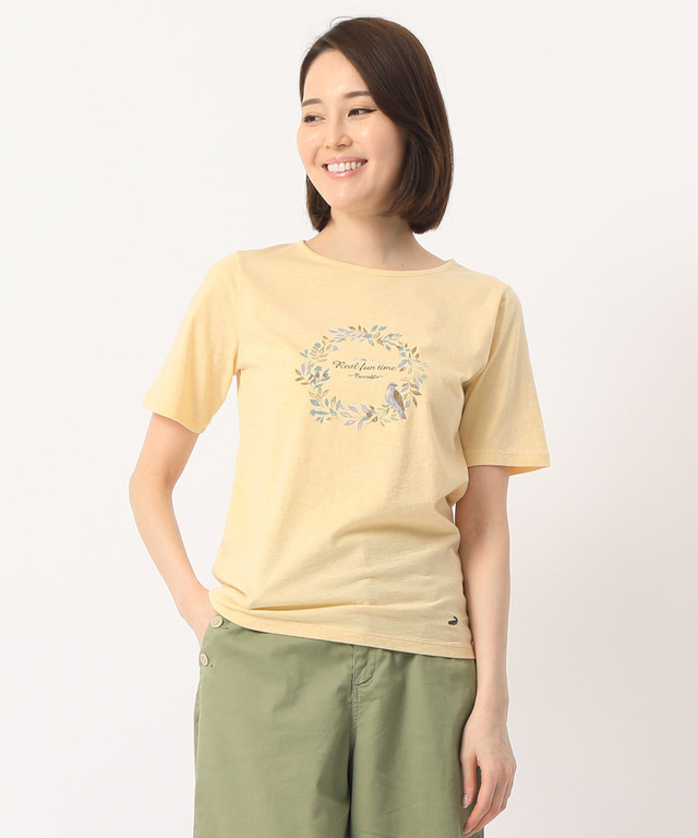 クロコダイルレディス リーフプリントTシャツ