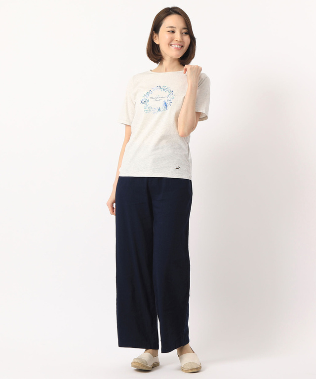 クロコダイルレディス リーフプリントTシャツ