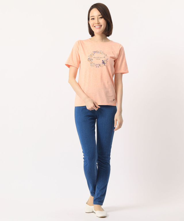 クロコダイルレディス リーフプリントTシャツ