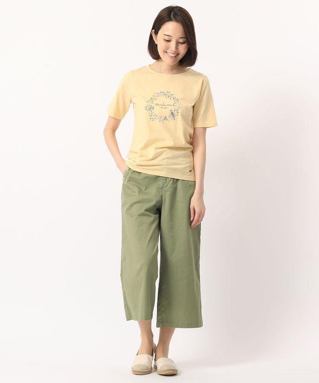 クロコダイルレディス リーフプリントTシャツ