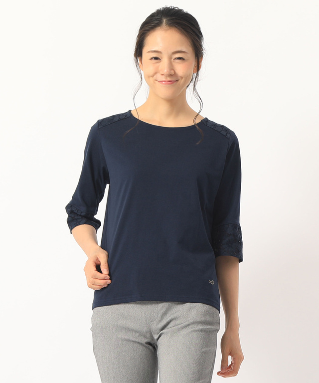 袖レースTシャツ