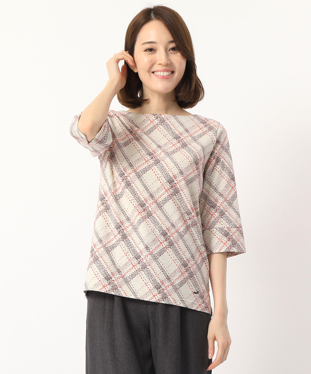 チェックプリントTシャツ